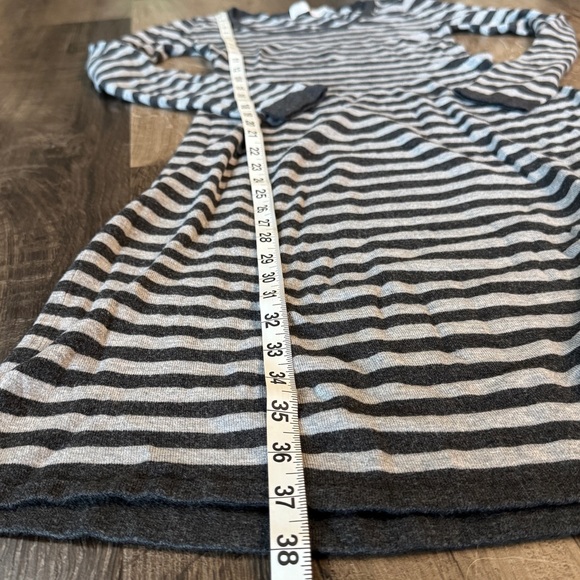 Zara Dress Sweater Silver/Gray Stripe Plunging Neckline Stretch Soft Midi Size M - Picture 11 of 12